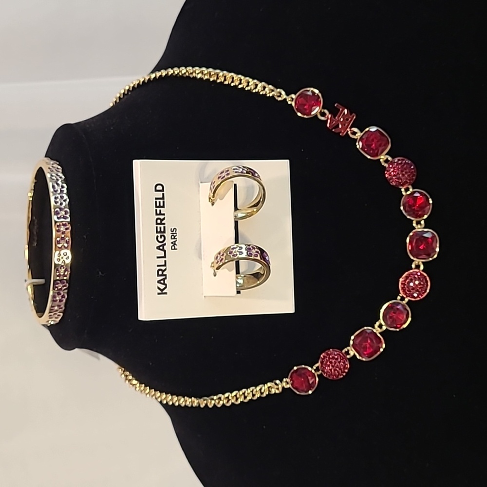 Karl Lagerfeld Gold and Red Jewelry Set
